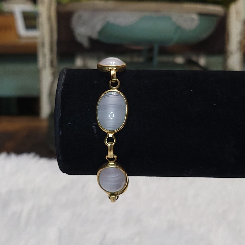 Sarah Coventry Gold Tone White Stone Bracelet